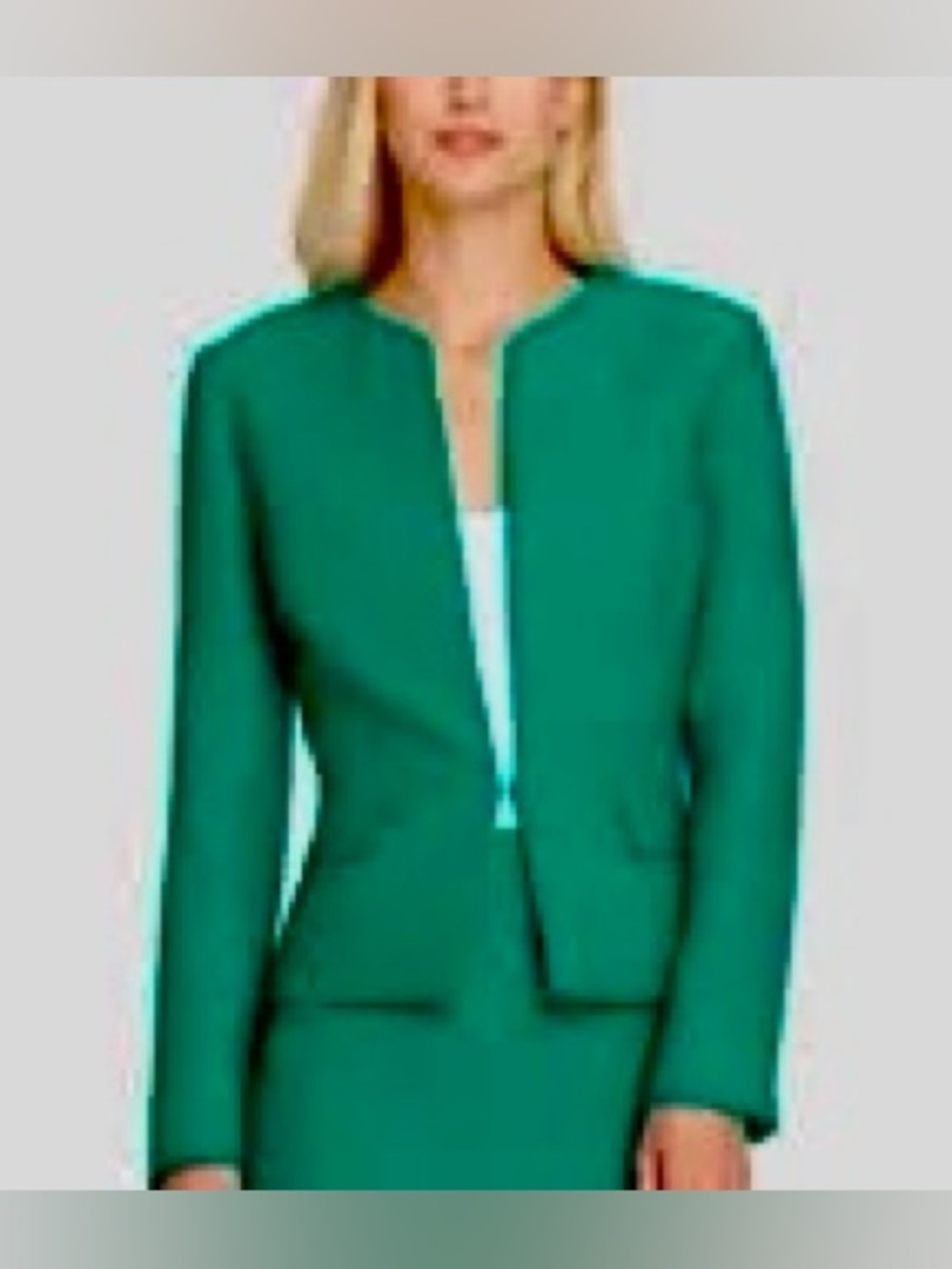 Tahari ASL Kelly Green Peplum Suit Blazer, Sz 2P